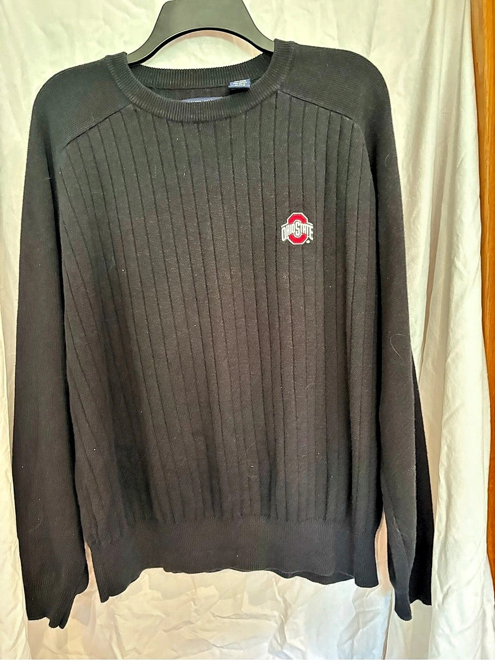 Cable Sportswear Men's Ribbed Crewneck Sweater Black Size Large